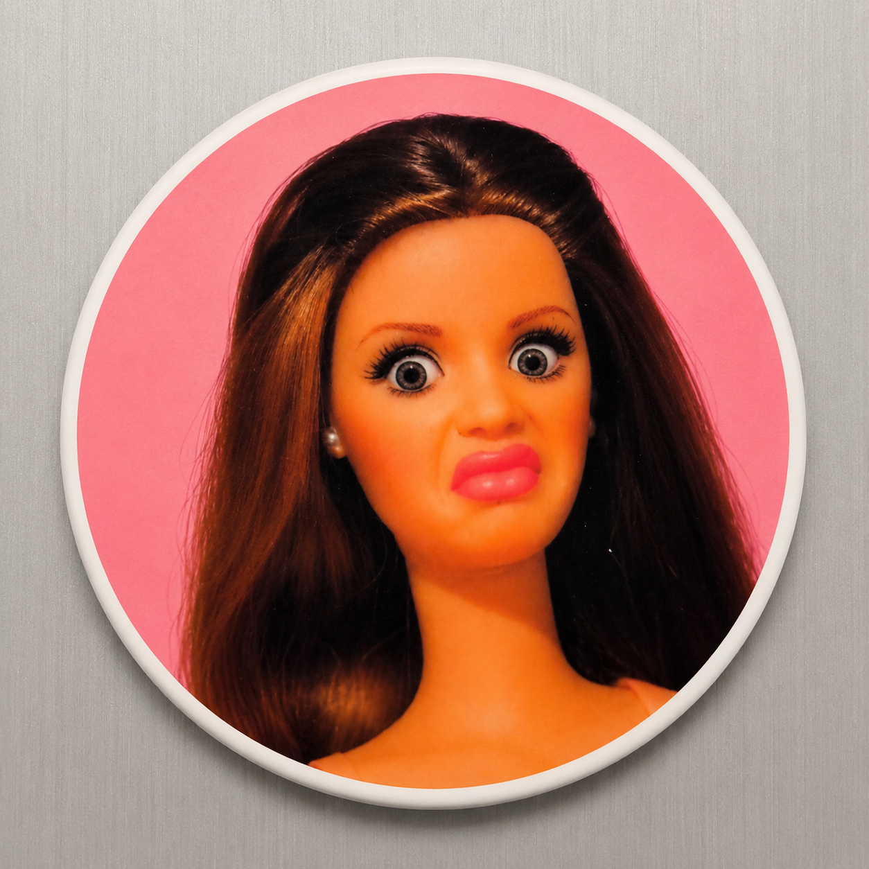 “Ew, Seriously?” Funny Doll Face Badge Reel