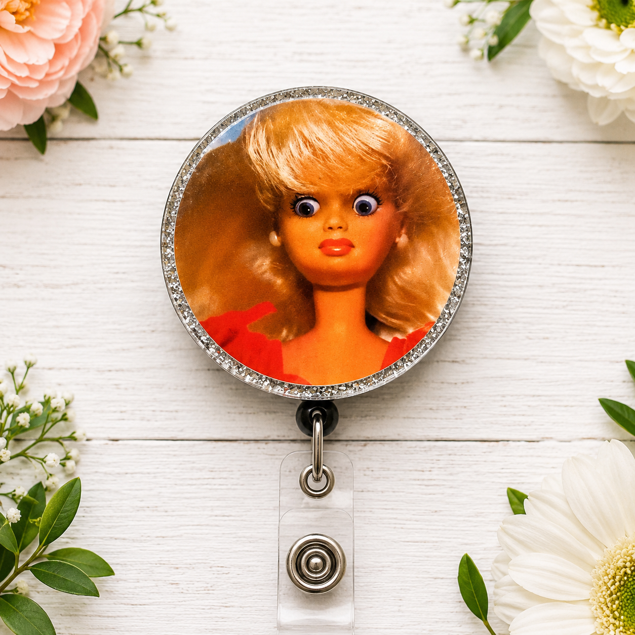 Doll Face Badge Reel