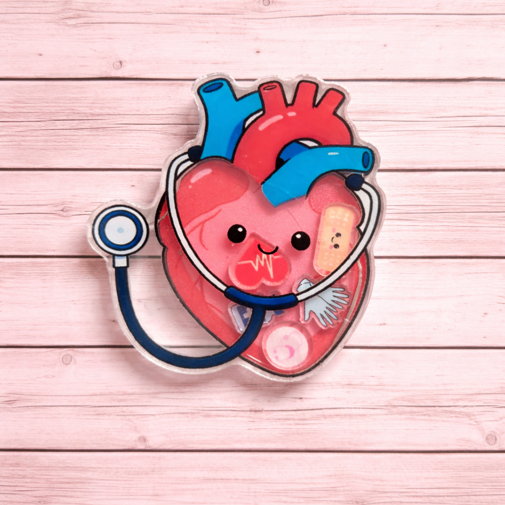 Heart Badge Reel Shaker | Nurse Badge | Cardiology Badge |