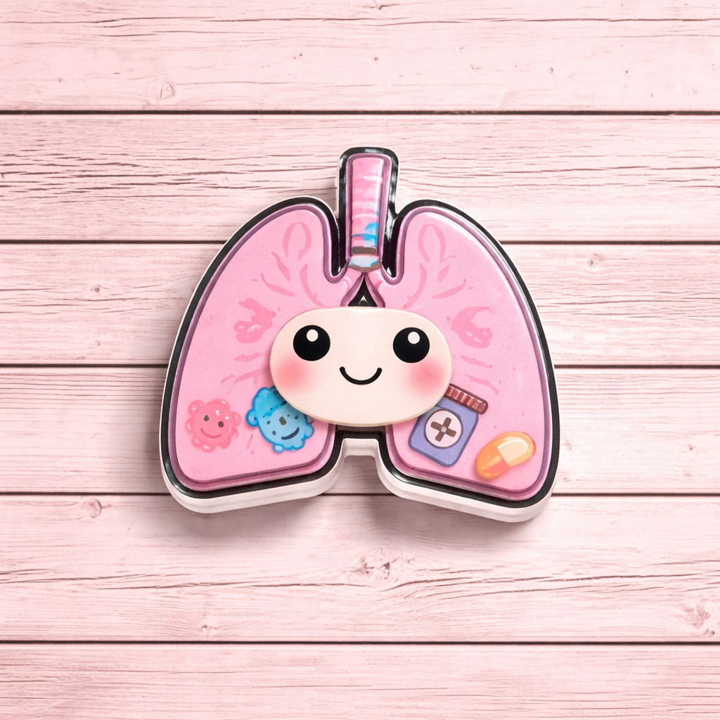 Pink Lungs Badge Shaker | Respiratory Therapist Badge Reel