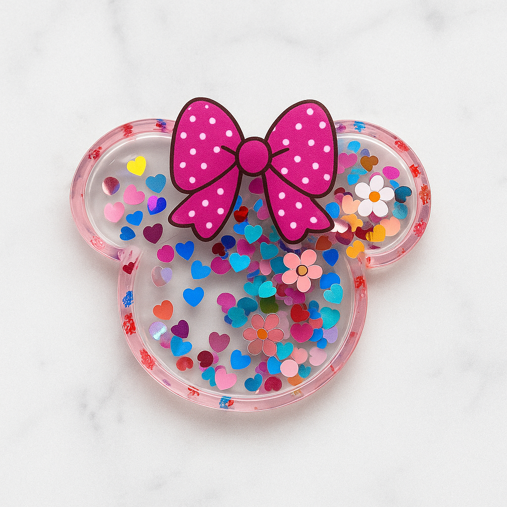 Mouse Glitter Shaker Badge Reel