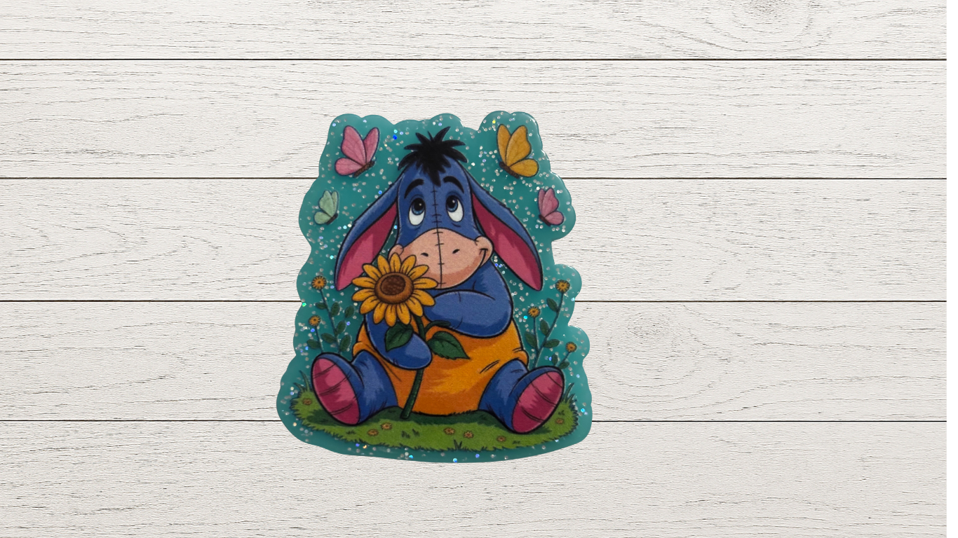 Eeyore Inspired Sunflower Badge Reel