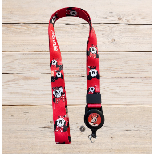 Red Cartoon Mouse Print Lanyard
