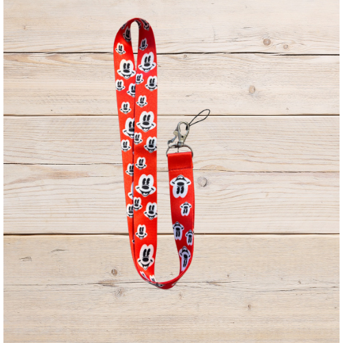 Red Cartoon Mouse Print Lanyard