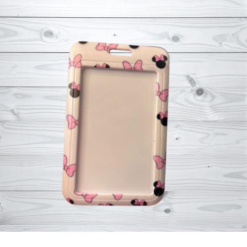 Pink Bow Mouse-Style Badge & Luggage Holder