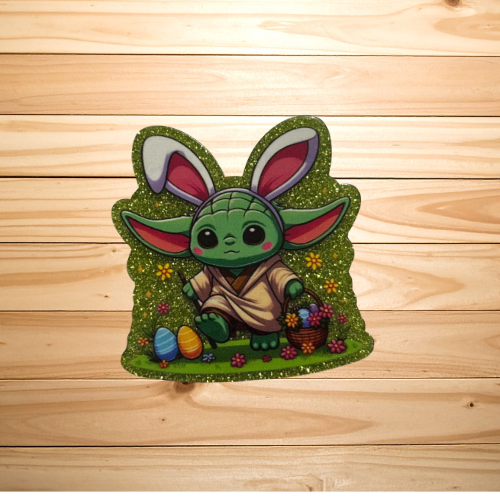 Easter Bunny Baby Alien Badge Reel | Spring Glitter Badge Reel
